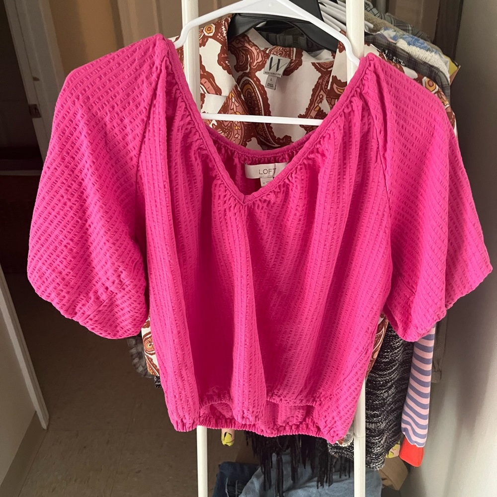 LOFT Fuchsia Textured Blouse